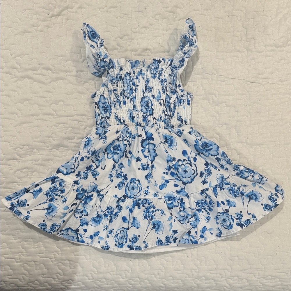 White And Blue Floral Dress